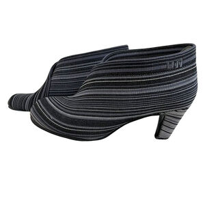 NWOT UNITED NUDE GREY BLACK FOLD STRIPED TEXTILE HEELED BOOTIES - 7.5